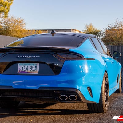 20 inch Staggered Variant Xenon Satin Black on a 2018 Kia Stinger GT2 RWD