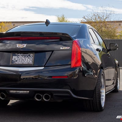 19 inch Staggered MRR GT1 Black Machined Lip on a 2016 Cadillac ATS-V Sedan