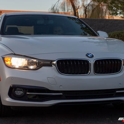 19 inch Staggered Variant Radon Titanium Brushed Face on a 2016 BMW 328i