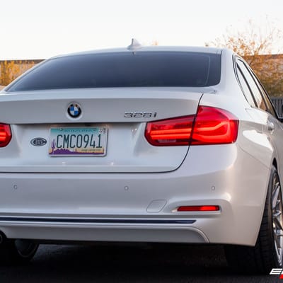 19 inch Staggered Variant Radon Titanium Brushed Face on a 2016 BMW 328i