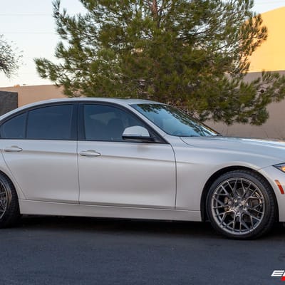 19 inch Staggered Variant Radon Titanium Brushed Face on a 2016 BMW 328i