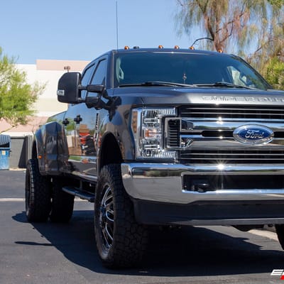22 inch Fuel Triton Dually Black & Milled D581 on a Lifted 2019 Ford F-350 Dually