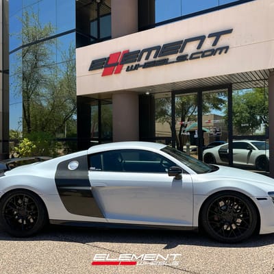 Staggered 19 inch Variant Radon in Gloss Piano Black on a 2008 Audi R8