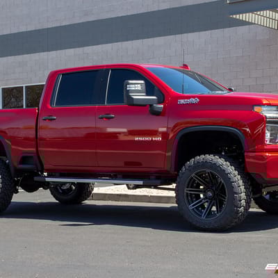 22 inch 4Play Off-Road 4P08 Brushed Black on a Lifted 2021 Chevrolet 2500 Duramax High Country