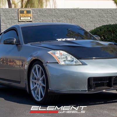 20 inch Varro VD10 Matte Silver Brushed Face on a 2003 Nissan 350Z (Base)