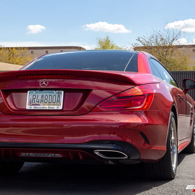 19 inch Staggered Roderick RW2 Cinque Black/Machined w/ Chrome Stainless Steel Lip on a 2017 Mercedes Benz SL450