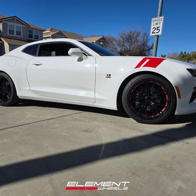 20 Staggered Performance Replicas PR194 Gloss Black Red Machined on a 2017 Chevrolet Camaro SS