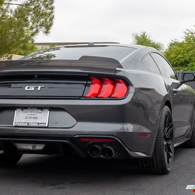 19 inch Staggered Niche Gamma Matte Black M190 on a 2018 Ford Mustang S550 GT