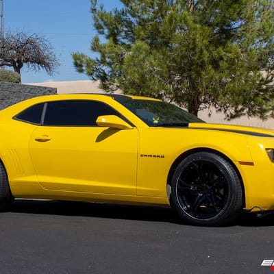 20 inch Staggered MRR M017 Camaro 1LE Replica Wheels Gloss Black on a 2012 Chevrolet Camaro