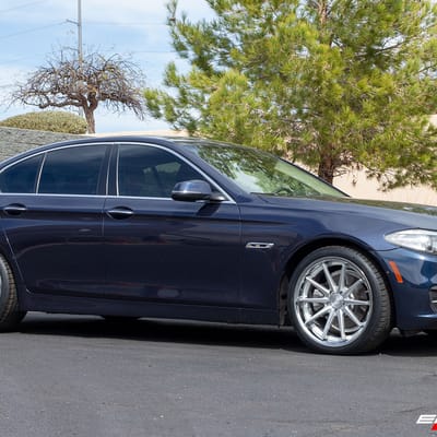 20 inch Staggered Ferrada FR4 Machine Silver w/ Chrome Lip on a 2014 BMW 528i