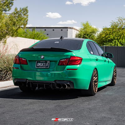 20 inch Staggered Variant Radon Satin Bronze on a Lowered 2013 BMW 535i