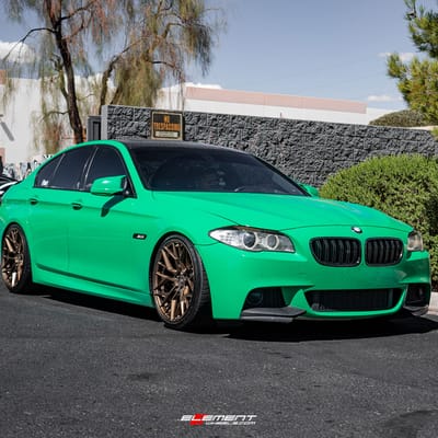 20 inch Staggered Variant Radon Satin Bronze on a Lowered 2013 BMW 535i