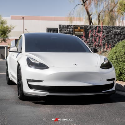 20 inch Varro VD38X Satin Black on a Lowered 2021 Tesla Model 3 AWD