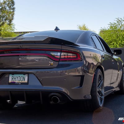 20 inch Staggered Variant Xenon Satin Gunmetal on a 2020 Dodge Charger Scatpack