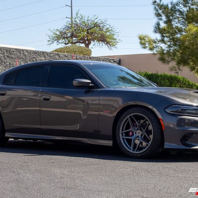 20 inch Staggered Variant Xenon Satin Gunmetal on a 2020 Dodge Charger Scatpack