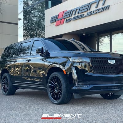 24 Inch Koko Kuture Urfa FF in Gloss Black on a 2022 Cadillac Escalade