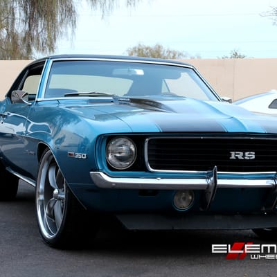 20 inch staggered Boss Wheels on 1969 Chevy Camaro RS w/ Specs