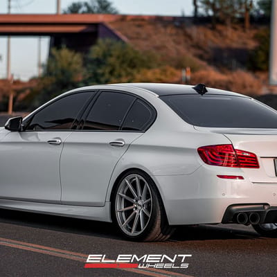 20 inch Staggered Variant Argon Silver Mirror 2015 BMW 535i (Stanced Fitment)