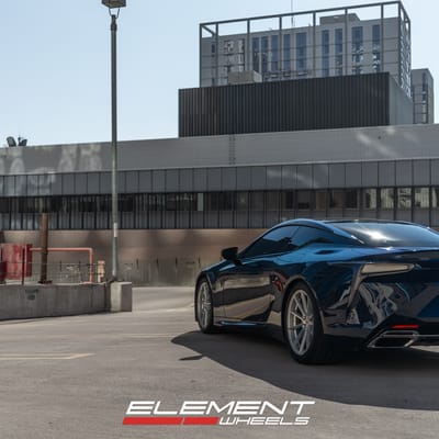 20 inch Staggered Variant Argon Silver Machined on a Lowered 2018 Lexus LC 500