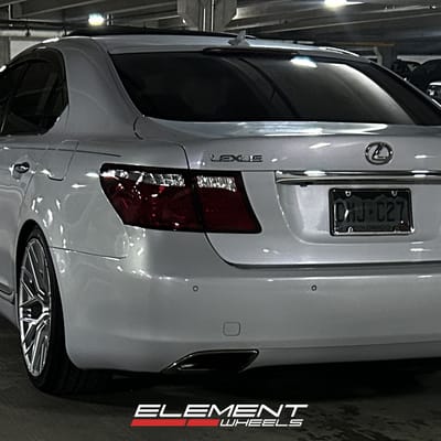 Staggered 20 inch Aodhan AFF9 in Gloss Silver Machined on an Lexus LS460