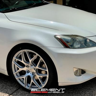19 Inch Staggered MRR GF9 in Machine Silver on a 2006 Lexus IS350