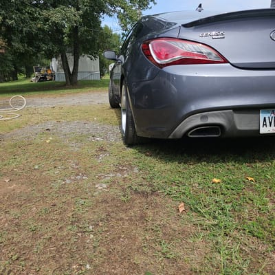 Staggered 18 inch MRR GT1 in Black w/ Machined Lip on a 2015 Hyundai Genesis Coupe