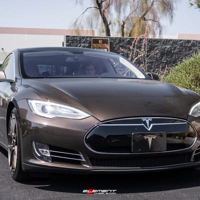21 inch Staggered Savini SV-F5 Matte Bronze on a 2013 Tesla Model S 2WD