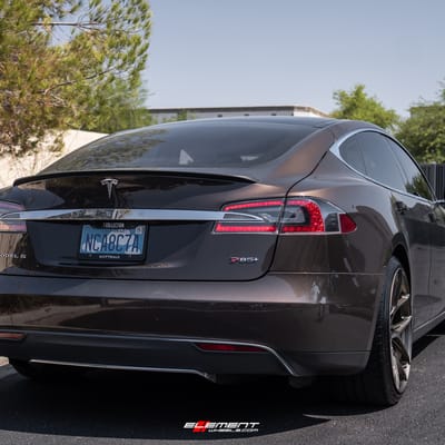 21 inch Staggered Savini SV-F5 Matte Bronze on a 2013 Tesla Model S 2WD