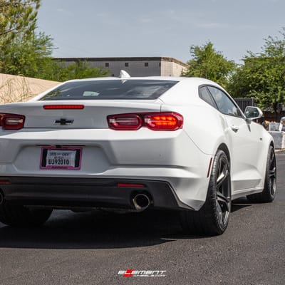 20 inch Staggered MRR M017 Camaro 1LE Replica Wheels Matte Graphite on a 2020 Chevrolet Camaro