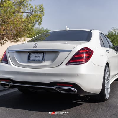 22 inch Staggered AXE 1AV ZX4 Silver Polished Face on a 2018 Mercedes Benz S450 Sedan