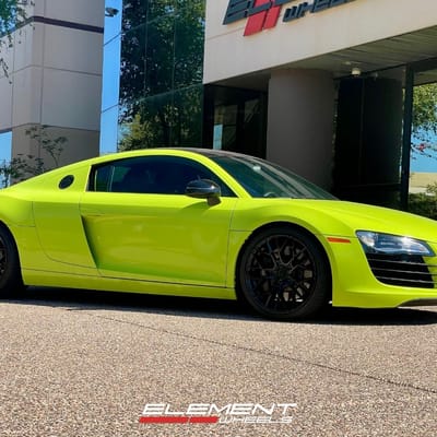 Staggered 19 inch Variant Radon in Gloss Black on a 2009 Audi R8