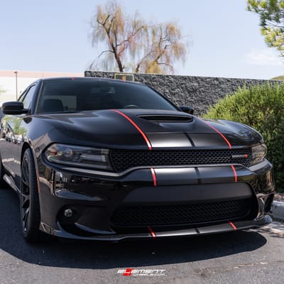 20 inch Hellcat Replica Wheels Satin Black V1180B on a 2019 Dodge Charger RWD