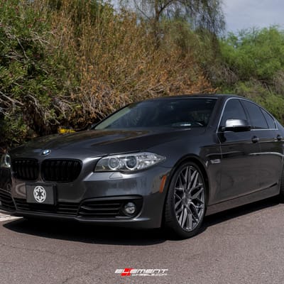 20 inch Staggered Varro VD06X Gloss Titanium w/ Brushed Face on a 2016 BMW 535i