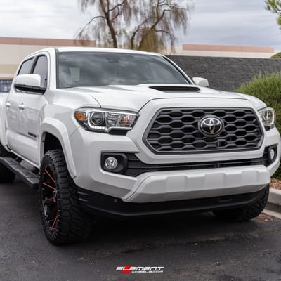 20 inch Fuel Off-Road Contra Gloss Black w/ Candy Red Accents D643 on a 2021 Toyota Tacoma