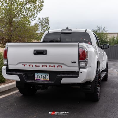 20 inch Fuel Off-Road Contra Gloss Black w/ Candy Red Accents D643 on a 2021 Toyota Tacoma