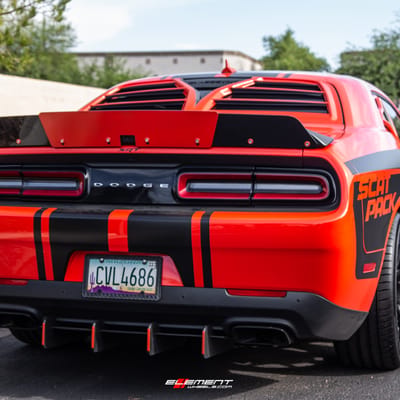 20 inch Staggered Vors DG10 Matte Black on a 2018 Dodge Challenger R/T