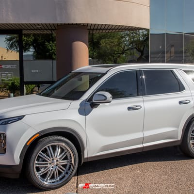 22 inch XIX X23 Silver w/ Machined Face (Chrome Stainless Steel Lip) on a 2021 Hyundai Palisade