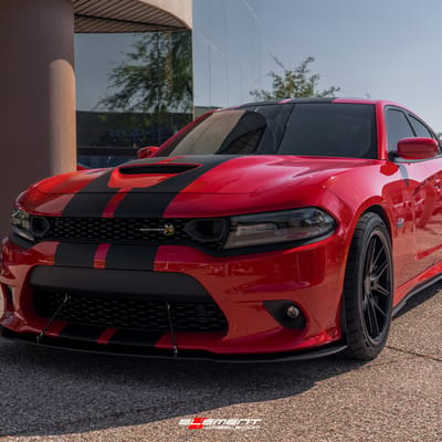 20 inch Staggered Ferrada FR2 Matte Black w/ Gloss Black Lip on a 2021 Dodge Charger RWD