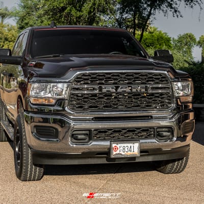 18 inch Moto Metal MO970 Satin Black Milled on a 2021 Dodge Ram 2500 HD