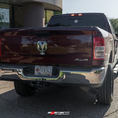 18 inch Moto Metal MO970 Satin Black Milled on a 2021 Dodge Ram 2500 HD