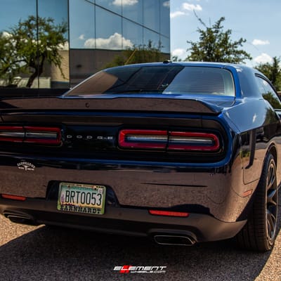 20 inch Hellcat Replica Wheels Satin Black V1180B on a 2015 Dodge Challenger RWD