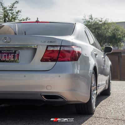 19 inch MRR Ground Force GF9 Silver w/ Machined Face on a 2007 Lexus LS460
