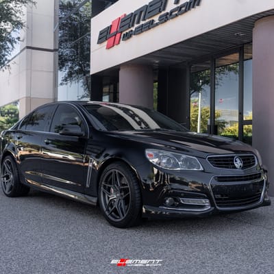 19/20 Double Staggered Variant Xenon Satin Gunmetal on a 2014 Chevrolet SS Sports Sedan