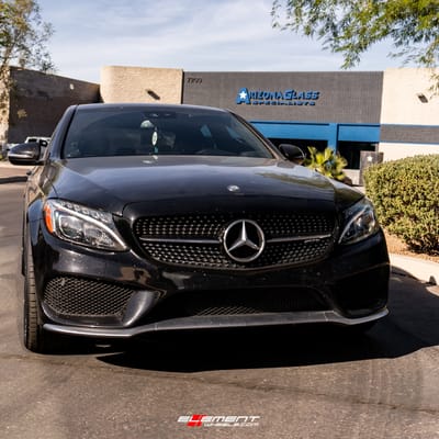 19 inch Staggered Vossen HF-3 Gloss Black w/ Double Tint on a 2017 Mercedes Benz C43 AMG Sedan