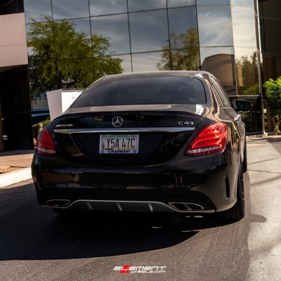 19 inch Staggered Vossen HF-3 Gloss Black w/ Double Tint on a 2017 Mercedes Benz C43 AMG Sedan
