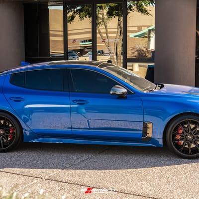 20 inch Staggered Niche Staccato M183 Matte Black on a 2020 Kia Stinger GT RWD