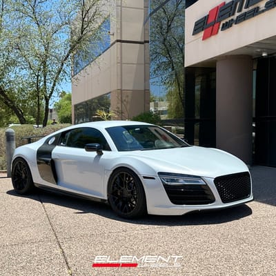 Staggered 19 inch Variant Radon in Gloss Piano Black on a 2008 Audi R8