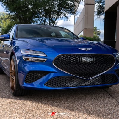 Staggered 20 Inch Variant Xenon in Brushed Bronze on a 2022 Genesis G70 W/Brembos