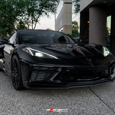 19/20 Double Staggered Blaque Diamond BD-F18 Gloss Black on a 2022 Chevrolet Corvette C8 Z51