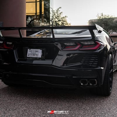 19/20 Double Staggered Blaque Diamond BD-F18 Gloss Black on a 2022 Chevrolet Corvette C8 Z51